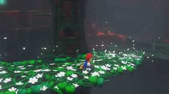 Screenshot of Mario running down a plant trail from Super Mario Odyssey