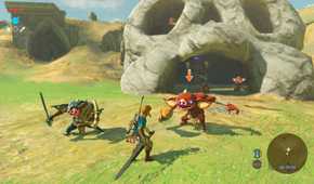 Screenshot of Link taking on enemies in Breath of the Wild