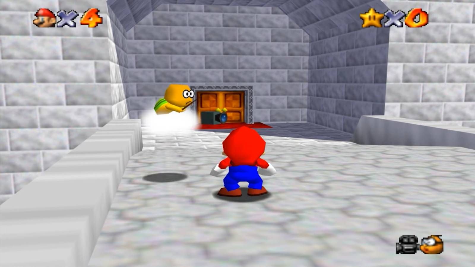 Screenshot of Super Mario 64 of Mario and the Camera
