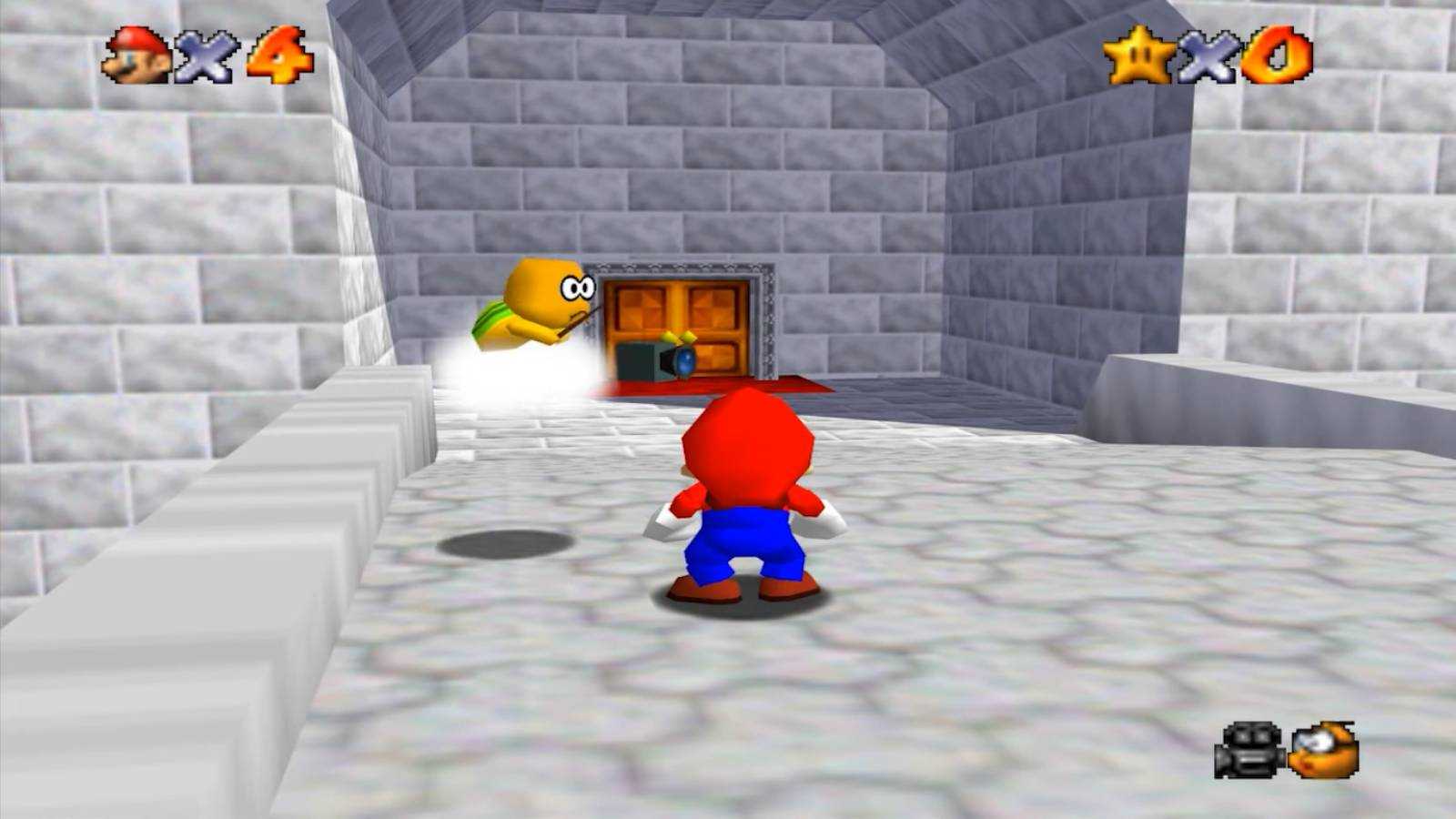 Screenshot of Super Mario 64 of Mario and the Camera
