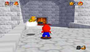 Screenshot of Super Mario 64 of Mario and the Camera