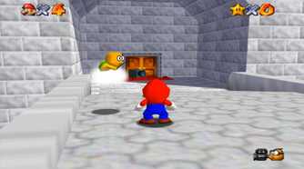 Screenshot of Super Mario 64 of Mario and the Camera