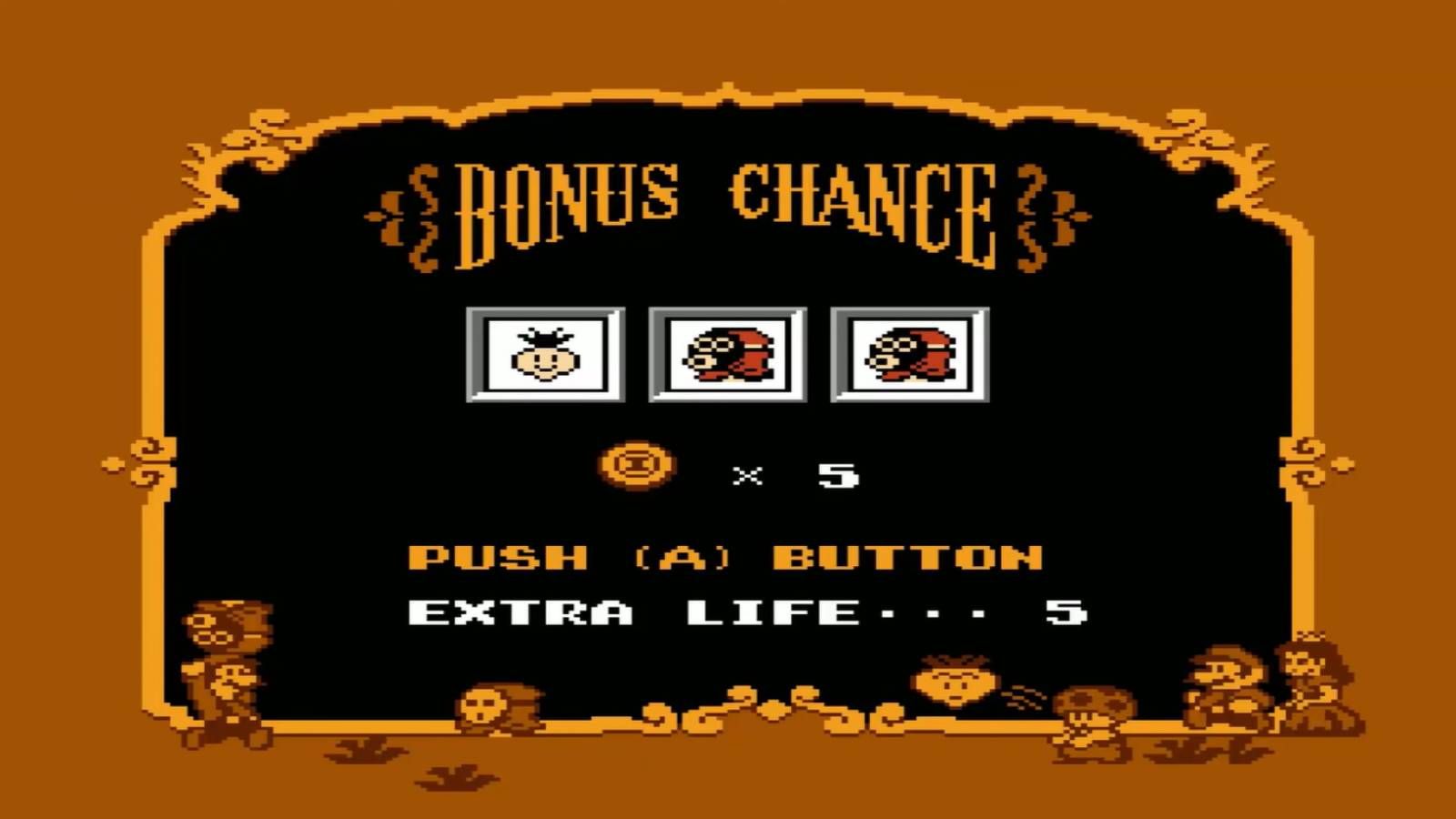 Screen shot from Super Mario Bros. 2 of the Bonus Chance