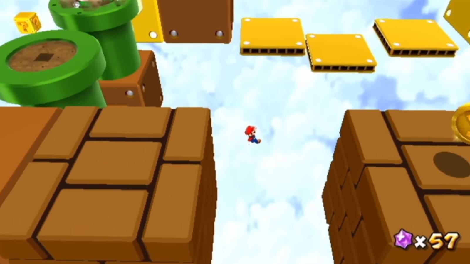 Screenshot from Mario Galaxy 2 of Mario making a jump