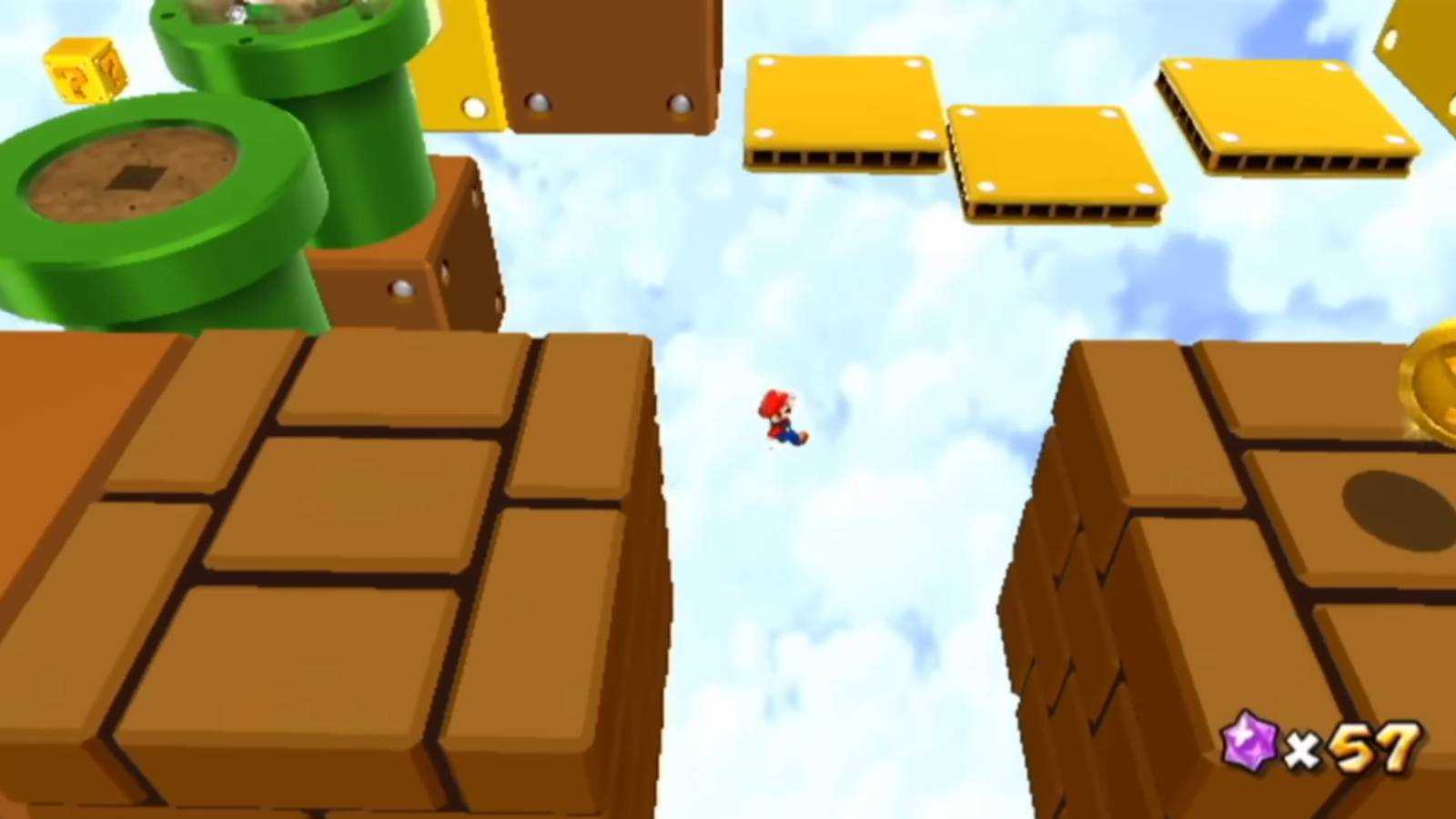 Screenshot from Mario Galaxy 2 of Mario making a jump
