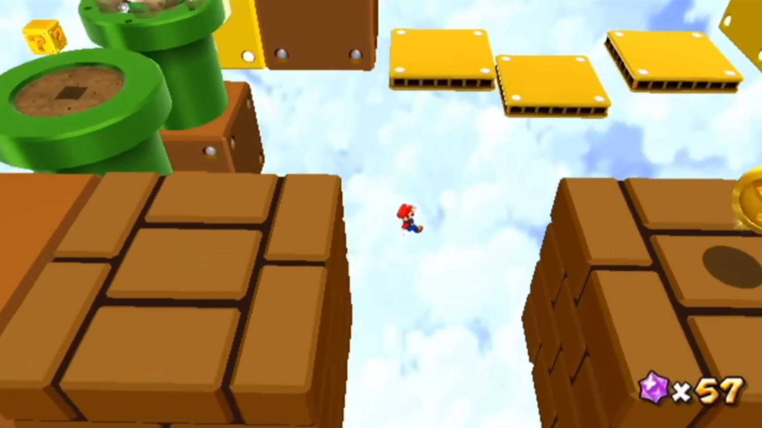 Screenshot from Mario Galaxy 2 of Mario making a jump