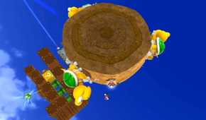 Screenshot from Mario Galaxy 2 of Mario fighitng Koopas