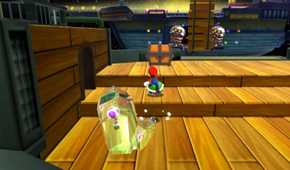Screenshot of Super Mario Galaxy of Mario saving a Toad