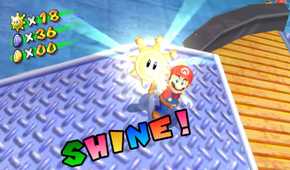 Screenshot from Mario Galaxy Sunshine of Mario getting a shine