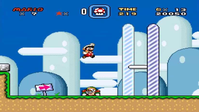Screenshot from Super Mario World of Mario at the Goal