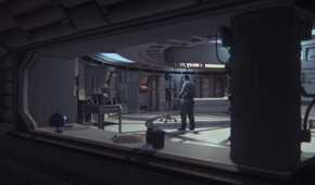 Screenshot from Alien Isolation of people before disaster
