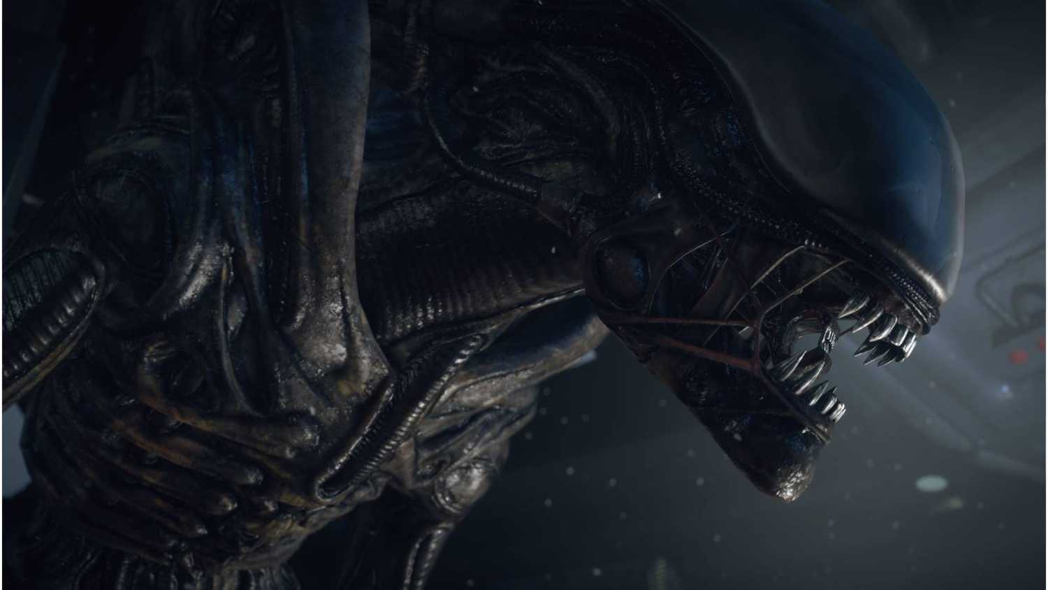 Screenshot from Alien Isolation of a xenomorph