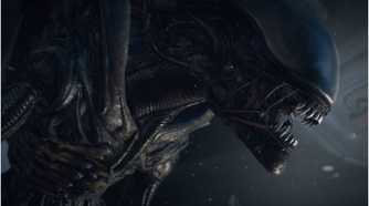 Screenshot from Alien Isolation of a xenomorph