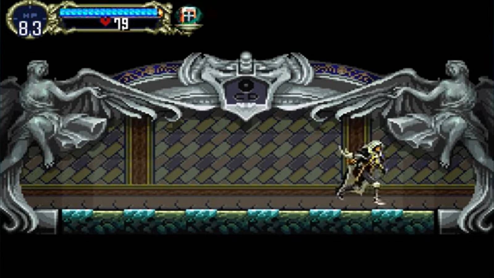 Screenshot from Castlevania Symphony of the Night of Alucard walking