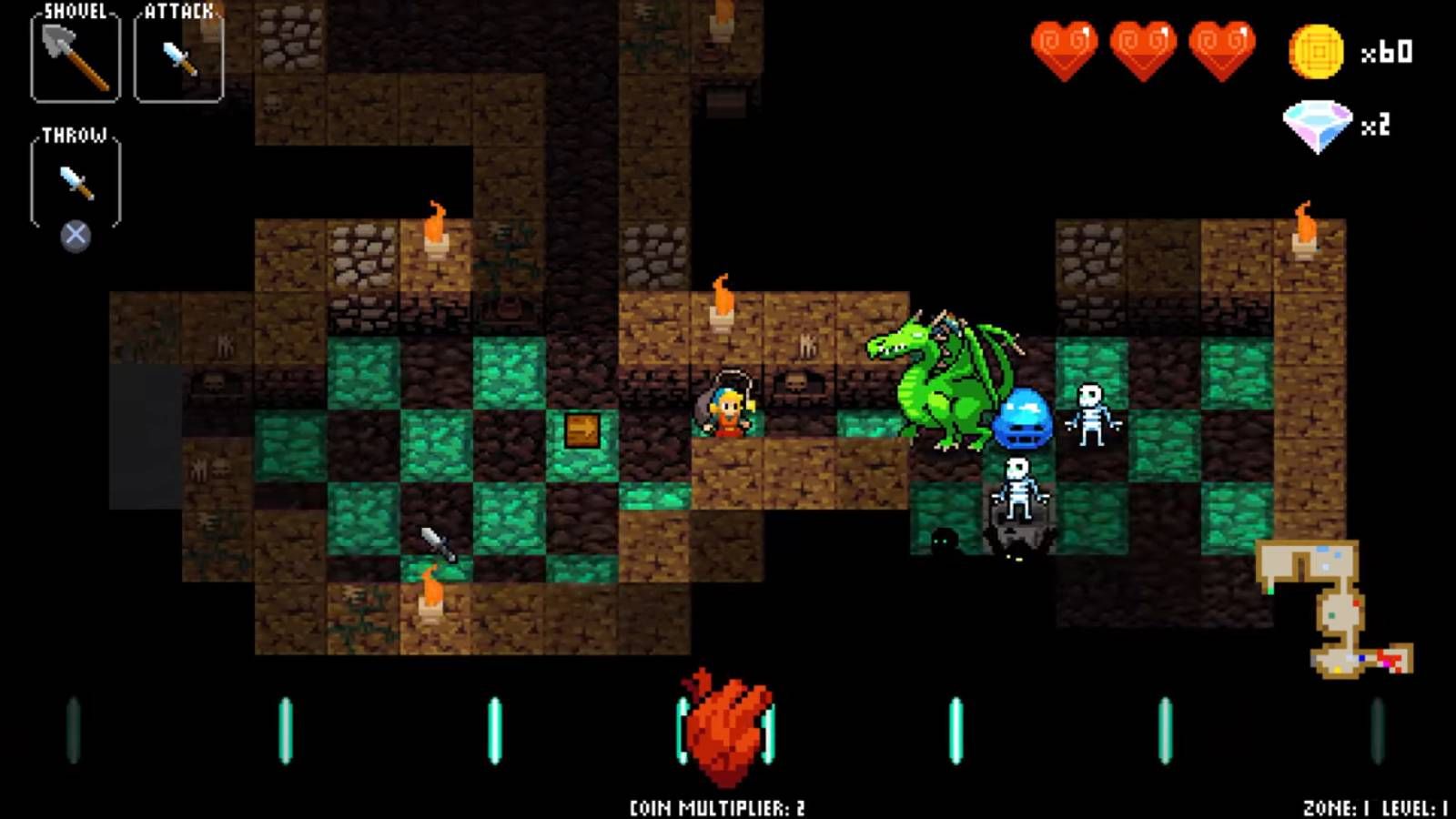 Screenshot from Crypt of the NecroDancer of 