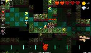 Screenshot from Crypt of the NecroDancer of a golem enemy
