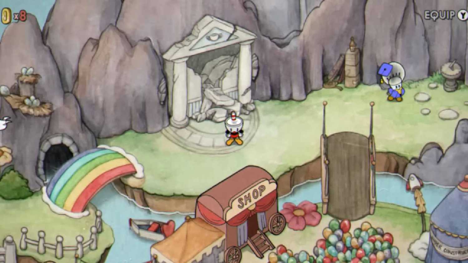 Cuphead on the world map