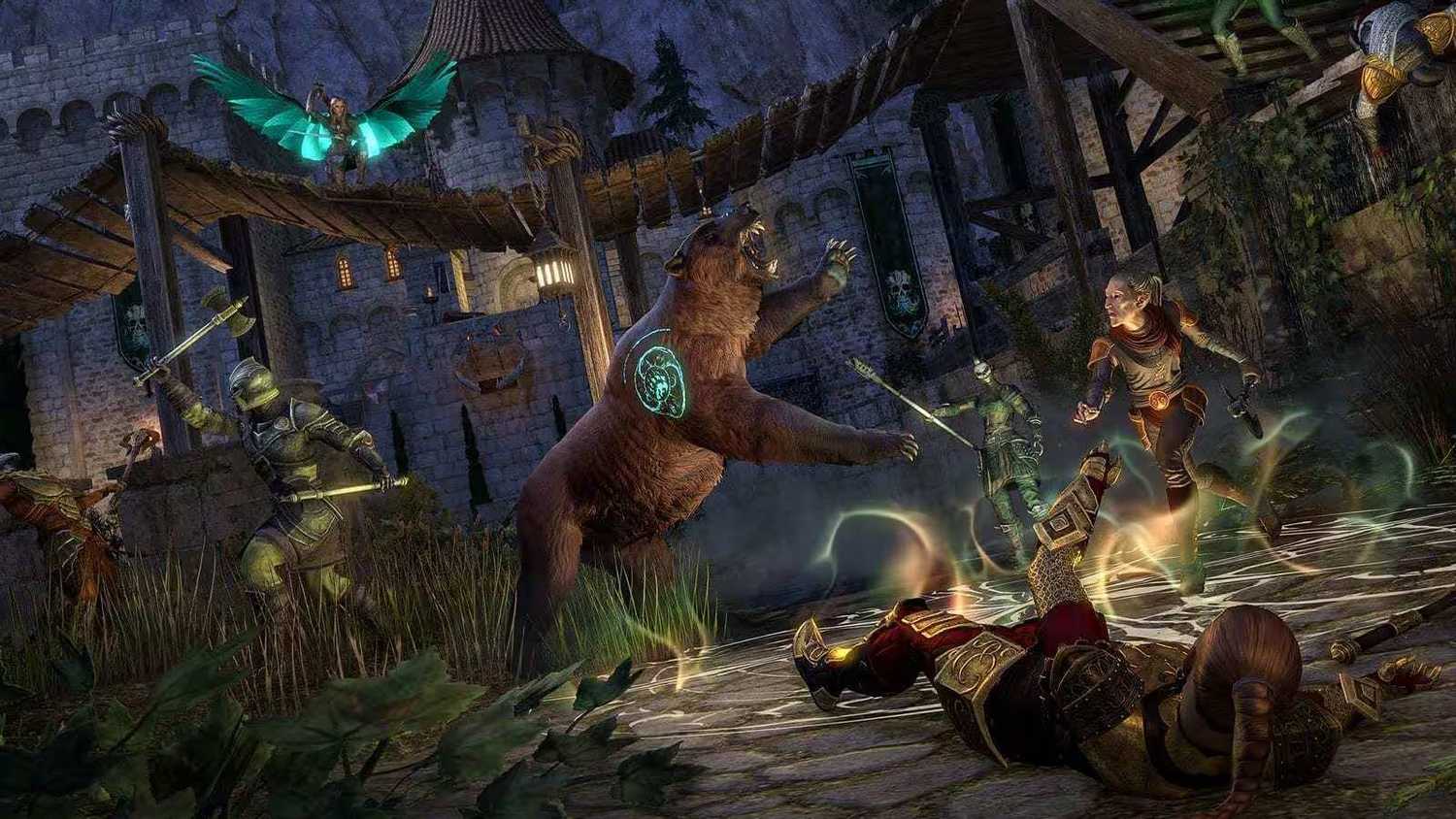 Screenshot from Elder Scrolls Online of a bear attack