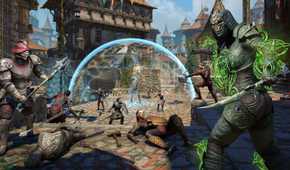 Screenshot from Elder Scrolls Online of a battle