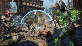 Screenshot from Elder Scrolls Online of a battle