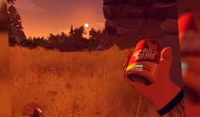 Screenshot from Firewatch of Henry holding a can