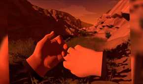 Screenshot from Firewatch of Henry's hands