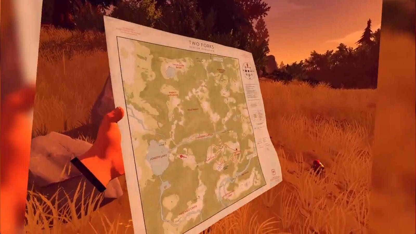 Screenshot from Firewatch of a map