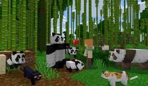 A group of pandas in Minecraft