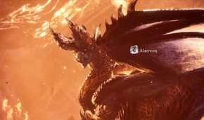 Screenshot from Monster Hunter World of the monster Alatreon