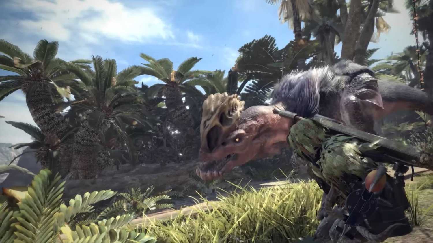 Screenshot from Monster Hunter World of a hunter hunting