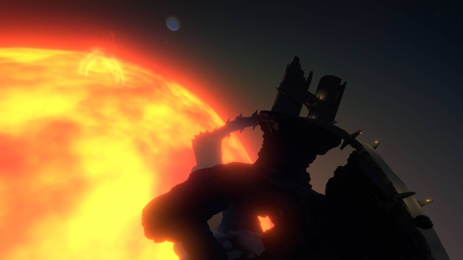 Screenshot from Outer Wilds of a planet close to the sun