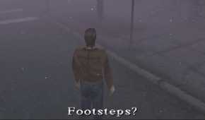 Screenshot of Harry in Silent Hill in the fog
