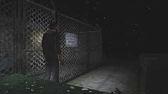Screenshot of Harry in Silent Hill at Night