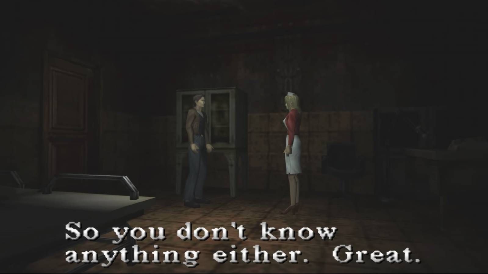 Screenshot of Harry in Silent Hill with Lisa