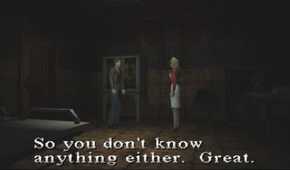 Screenshot of Harry in Silent Hill with Lisa