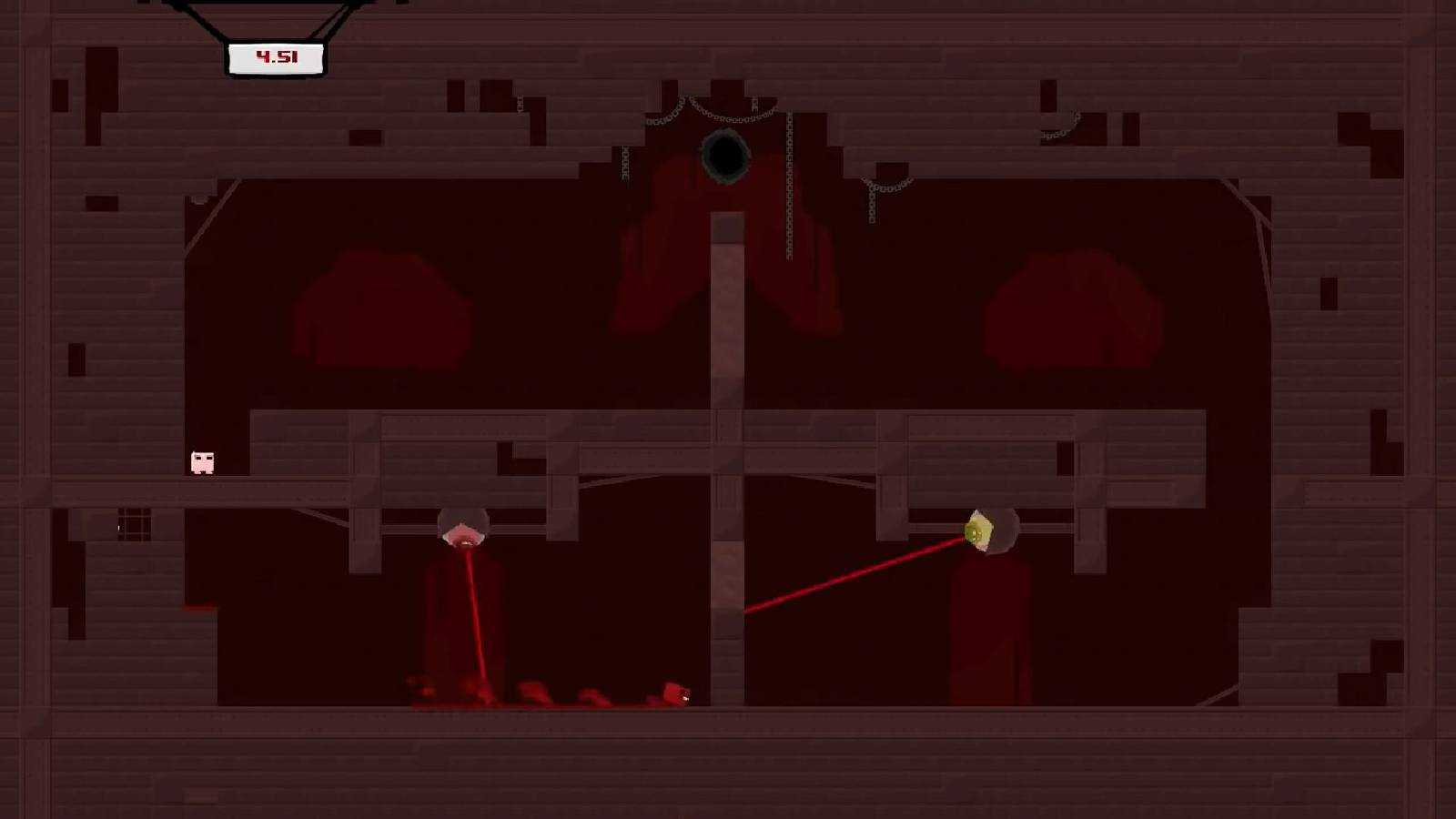 Super Meat Boy fighting through a laser level