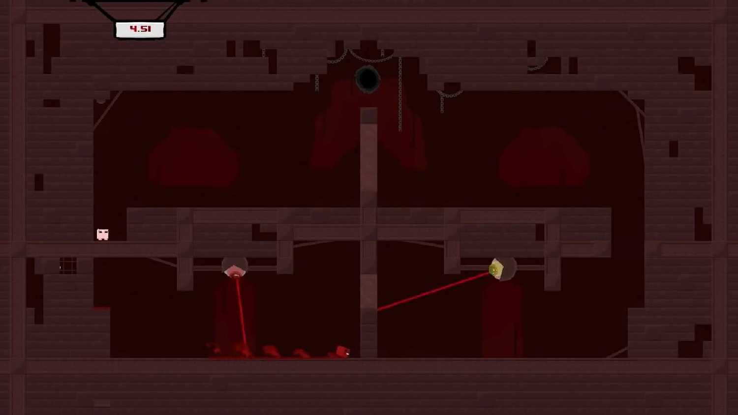 Super Meat Boy fighting through a laser level