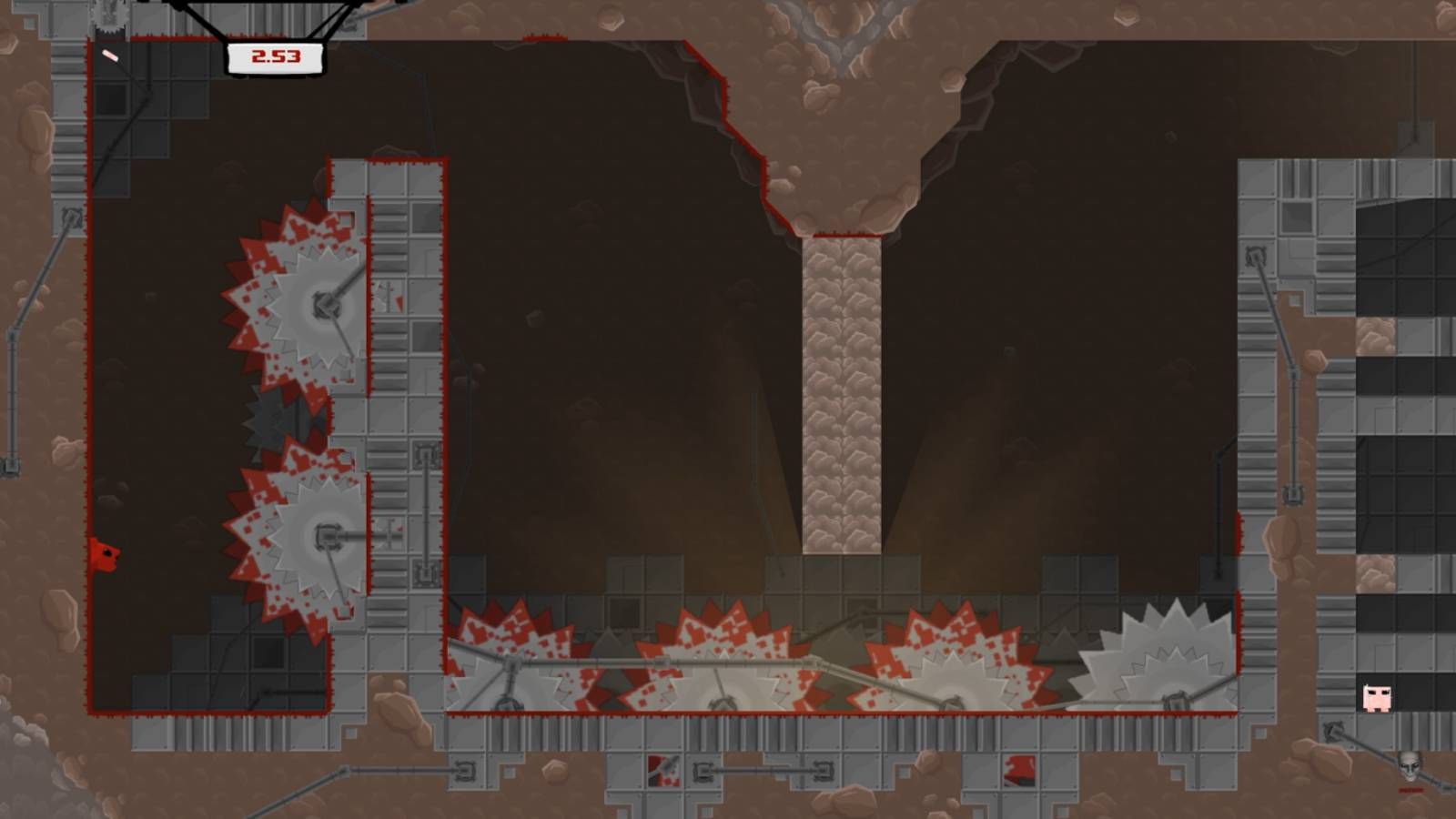 Super Meat Boy next a deadly saw trap