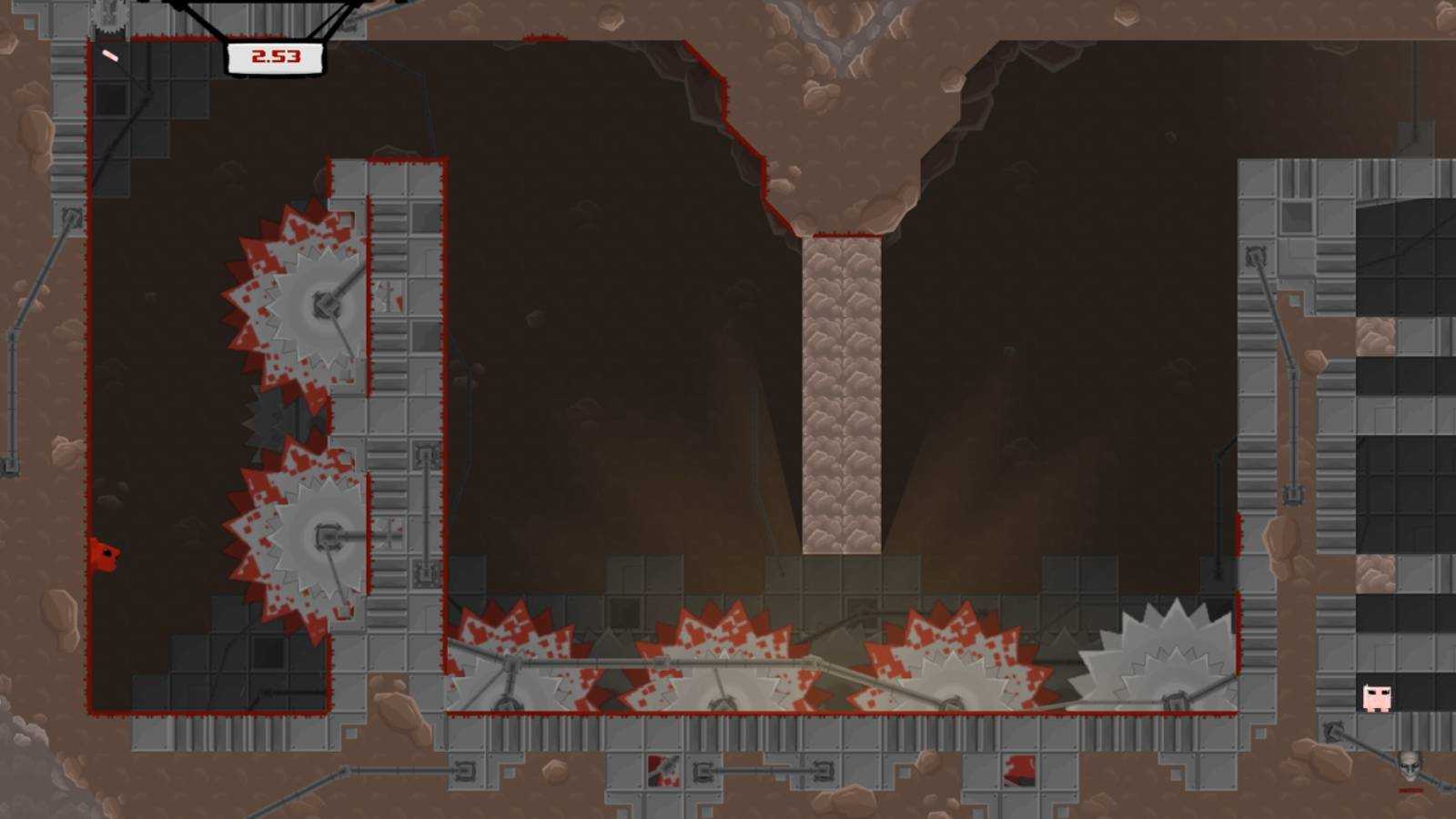 Super Meat Boy next a deadly saw trap