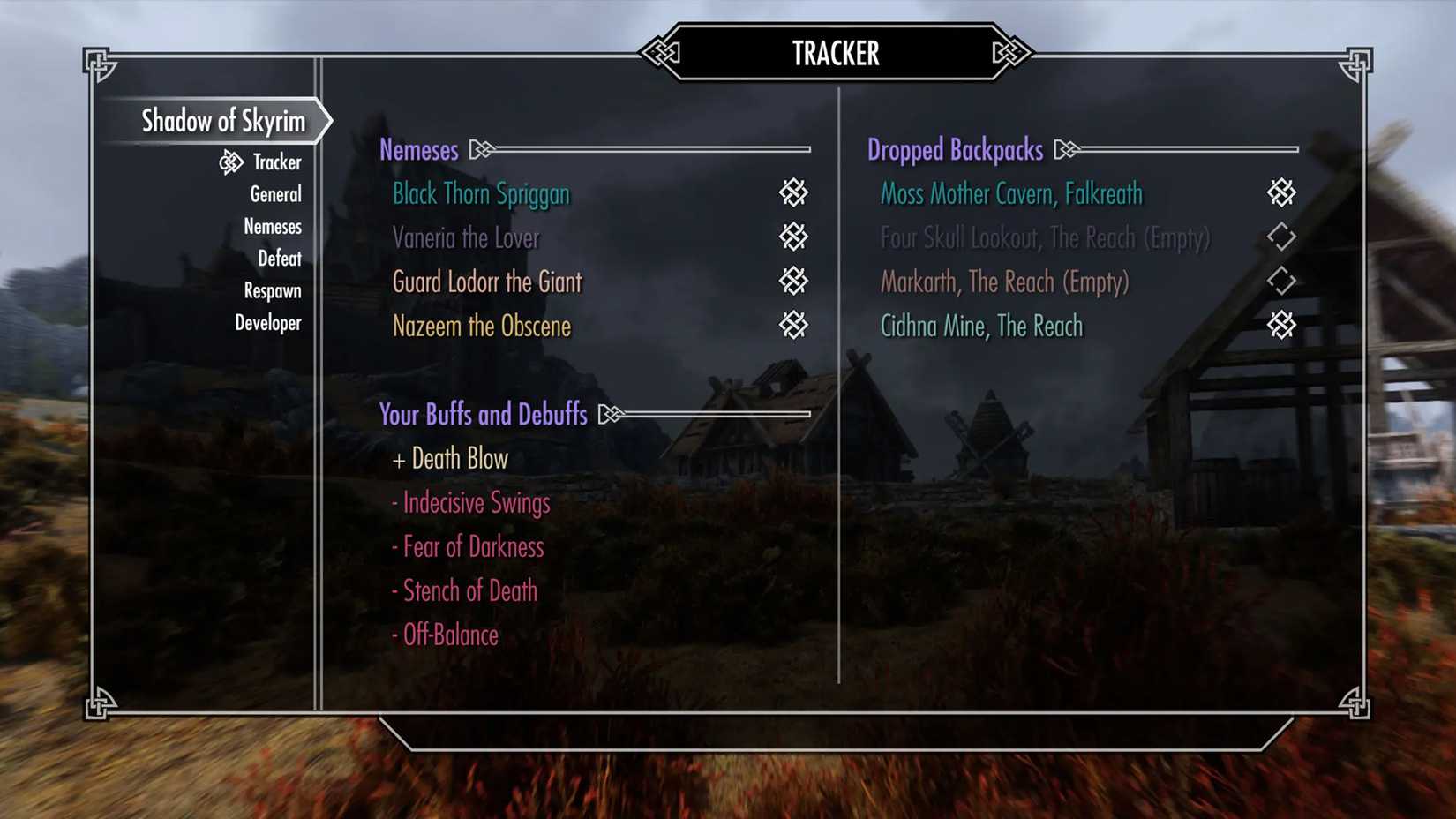 An in-game screenshot of Shadow of Skyrim