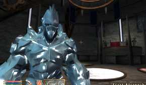 An image from the game The Elder Scrolls IV: Oblivion, showing a creature made of frost, from the expansion Shivering Isles.