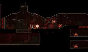 Screenshot from Shotgun Cop Man video game of Shotgun Cop Man firing at enemies in 2D space