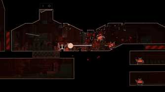 Screenshot from Shotgun Cop Man video game of Shotgun Cop Man firing at enemies in 2D space