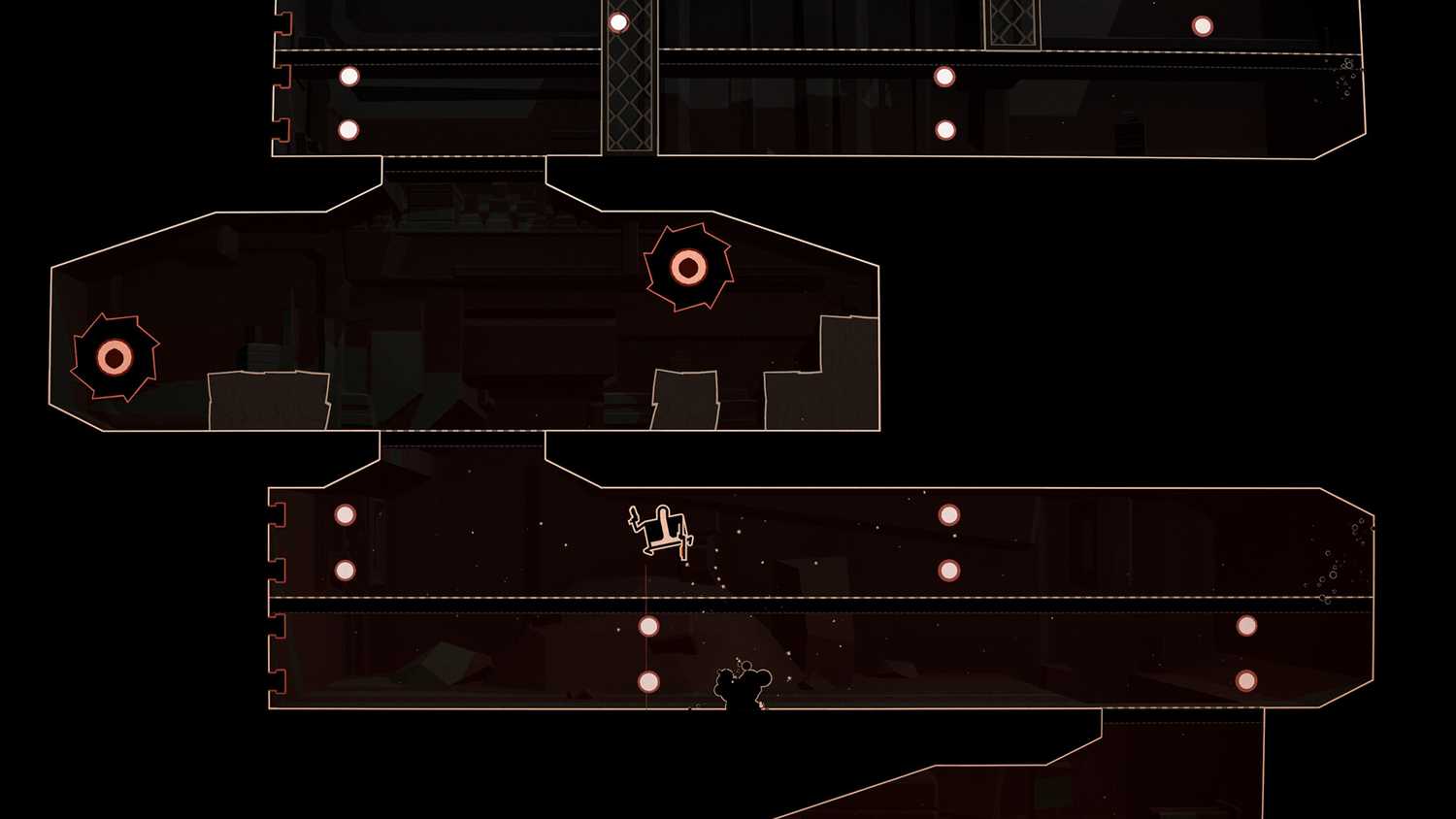 Screenshot from Shotgun Cop Man video game of Shotgun Cop Man propelling himself above a hazard with a shotgun shot