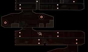 Screenshot from Shotgun Cop Man video game of Shotgun Cop Man propelling himself above a hazard with a shotgun shot
