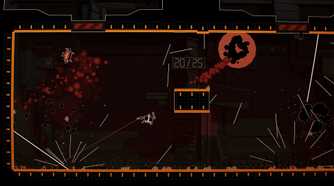 Screenshot from Shotgun Cop man video game of player fighting multiple enemies while avoiding hazards
