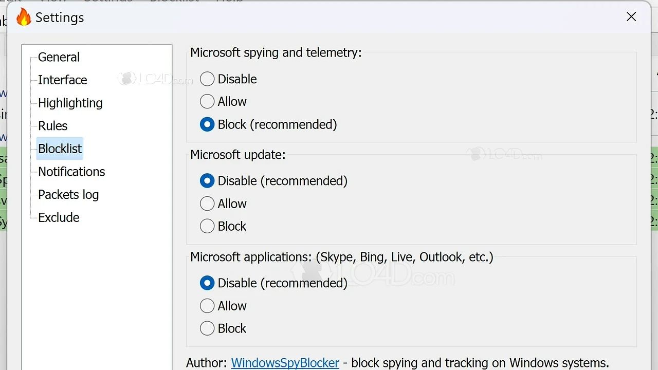simplewall settings