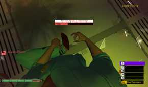 Screenshot from Skin Deep video game of main character removing glass from their foot
