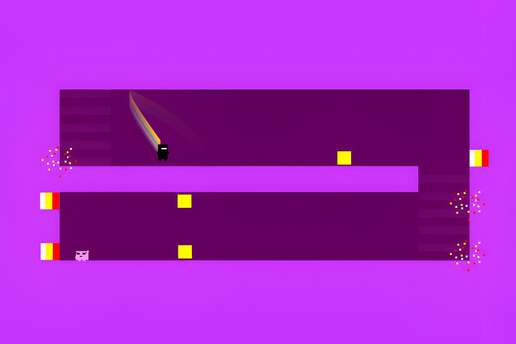 A screenshot from the game Super Meat Boy, showing a purple bonus level.