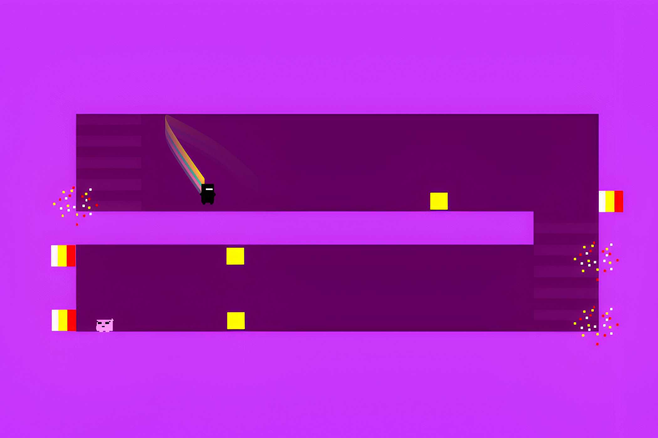 A screenshot from the game Super Meat Boy, showing a purple bonus level.